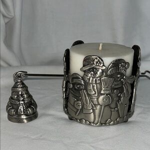 Pewter candle holder and snuffer set